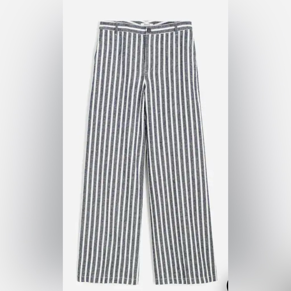 NWT Madewell Navy/White Striped Zoe Relaxed Wide Pants Sz 2 - Picture 4 of 5